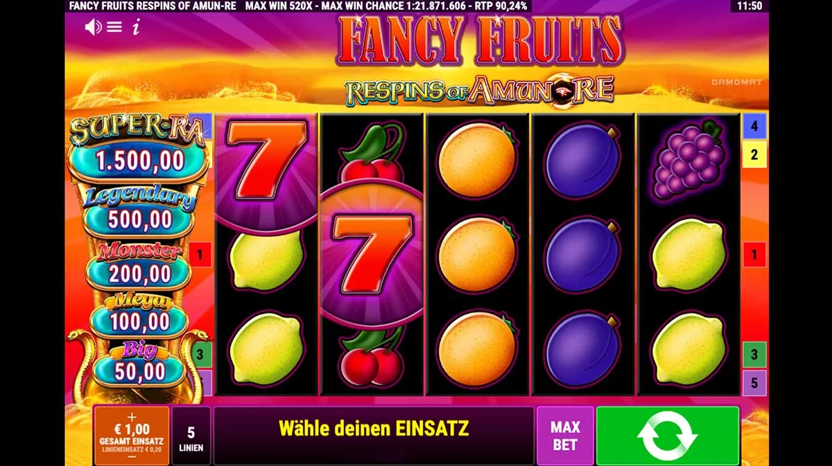 GAMOMAT - Fancy Fruits Respins of Amun-Re - Slot