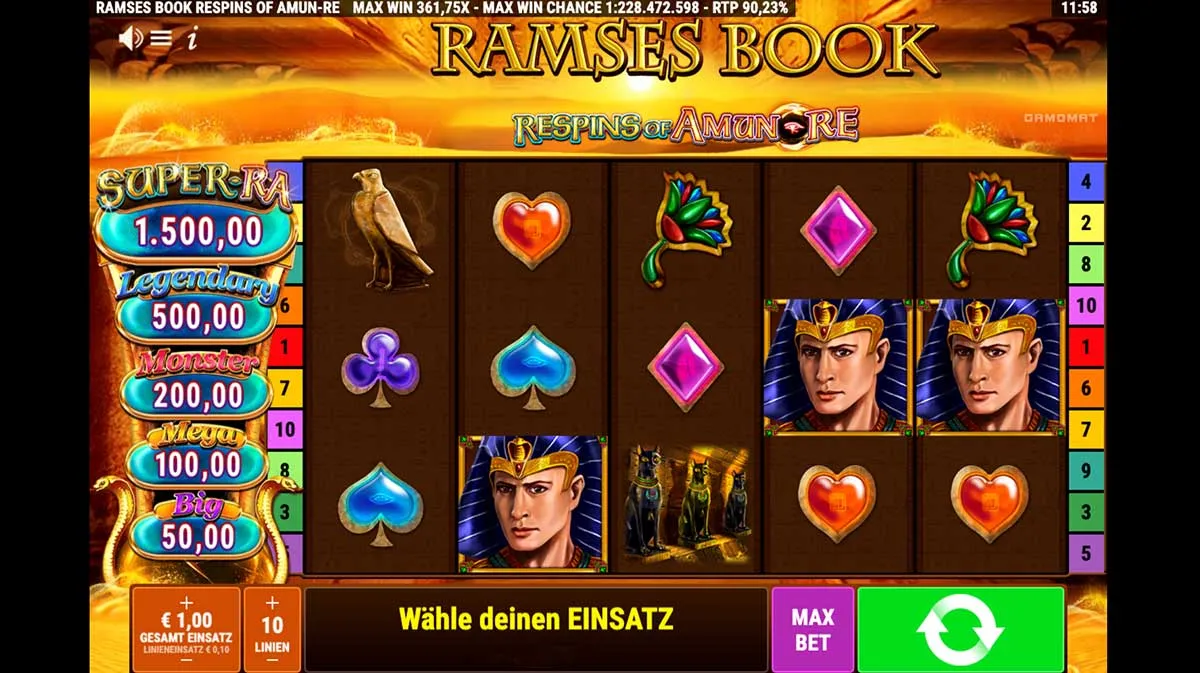 GAMOMAT - Ramses Book Respins of Amun-Re - Slot