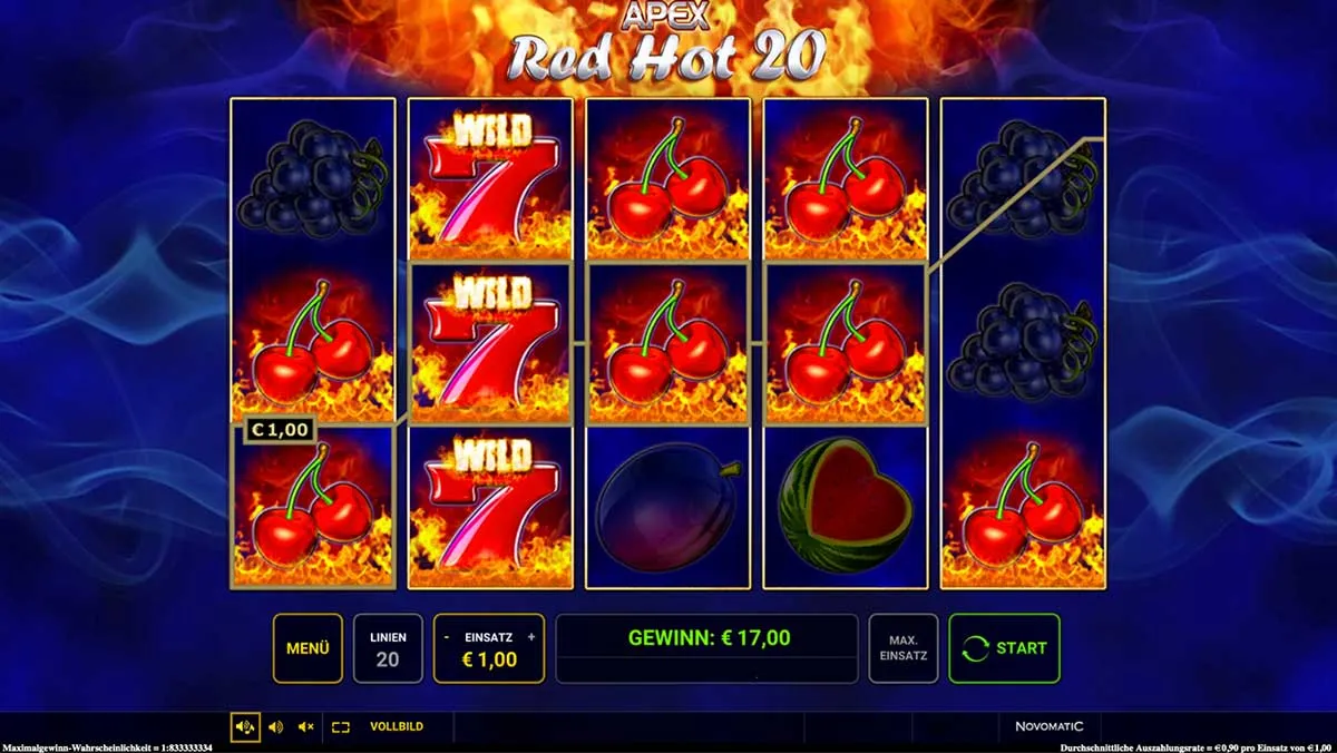 greentube - Red Hot 20 - Gewinn