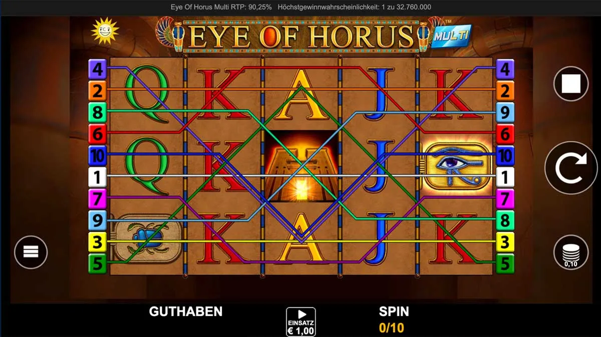 MERKUR - Eye of Horus MULTI - Gewinnlinien