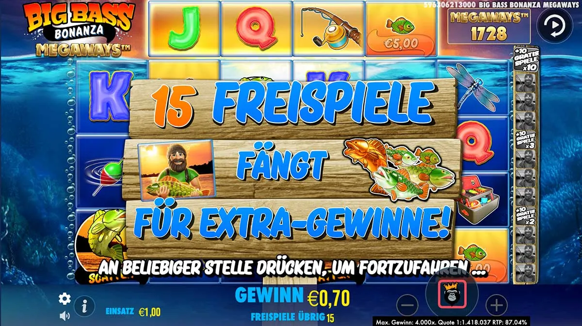 Pragmatic Play - Big Bass Bonanza MEGAWAYS - Freispiele